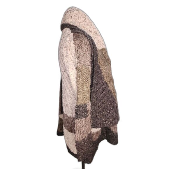 Line Beige Brown Color Block Wool Blend Cardigan Sweater Size XS - Picture 2 of 8
